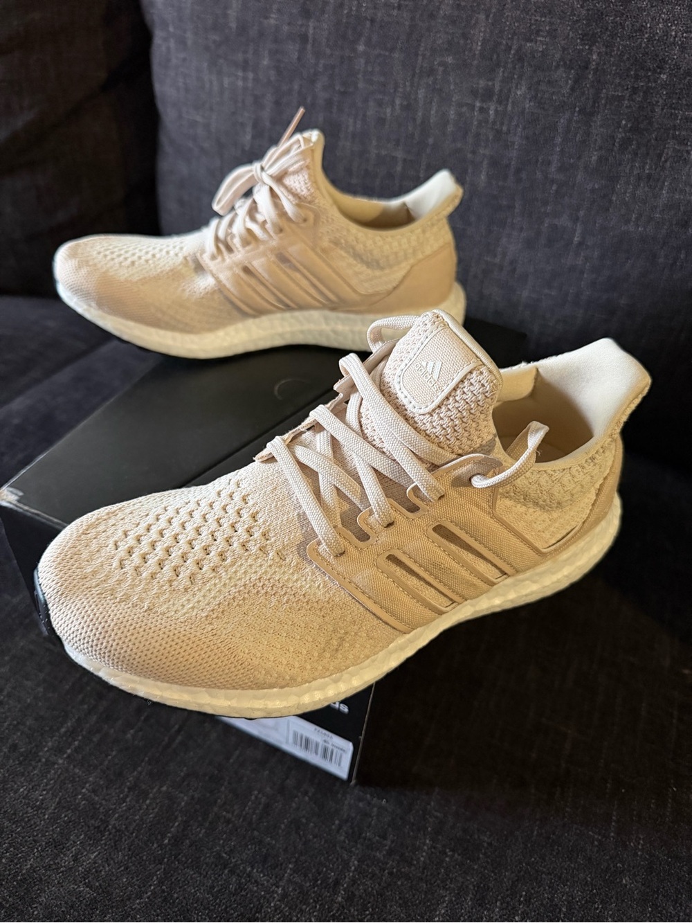 adidas Beige/Cream Ultraboost Knit Sneakers - Picture 4 of 5